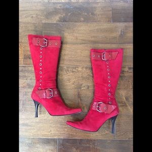 Donald J. Pliner Red Suede Stileto Boots